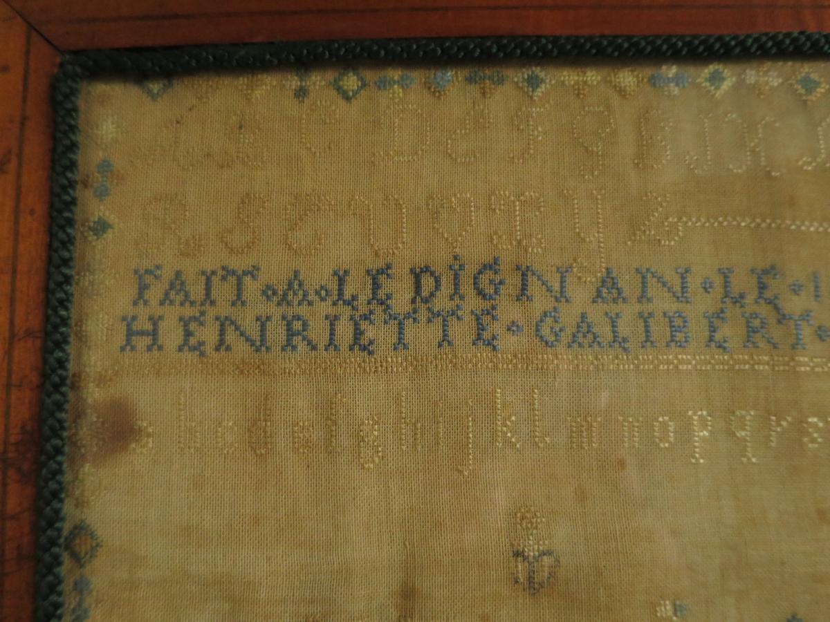 1843 Abecedary Embroidered On Silk Thread On Linen-photo-3