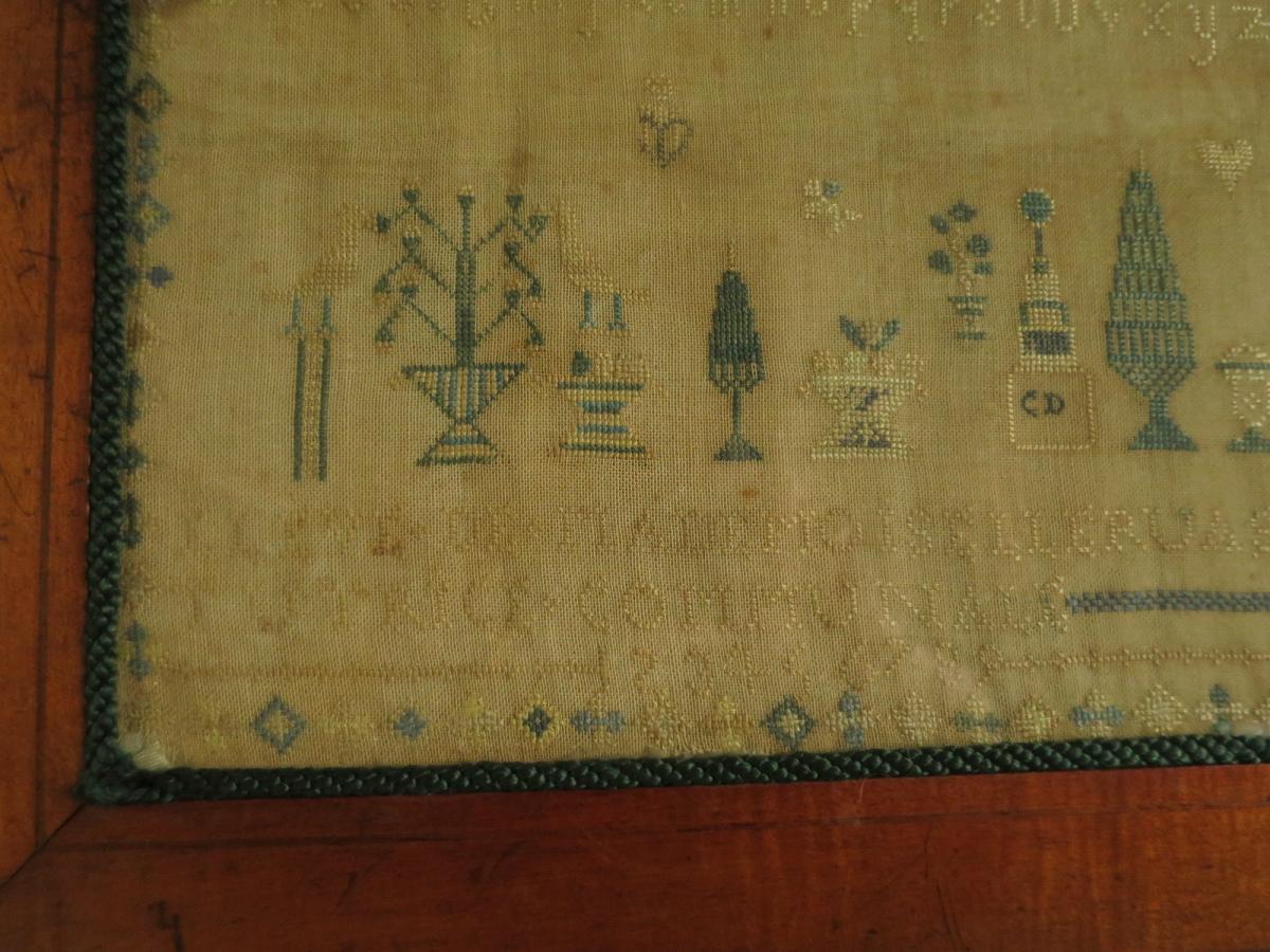 1843 Abecedary Embroidered On Silk Thread On Linen-photo-4