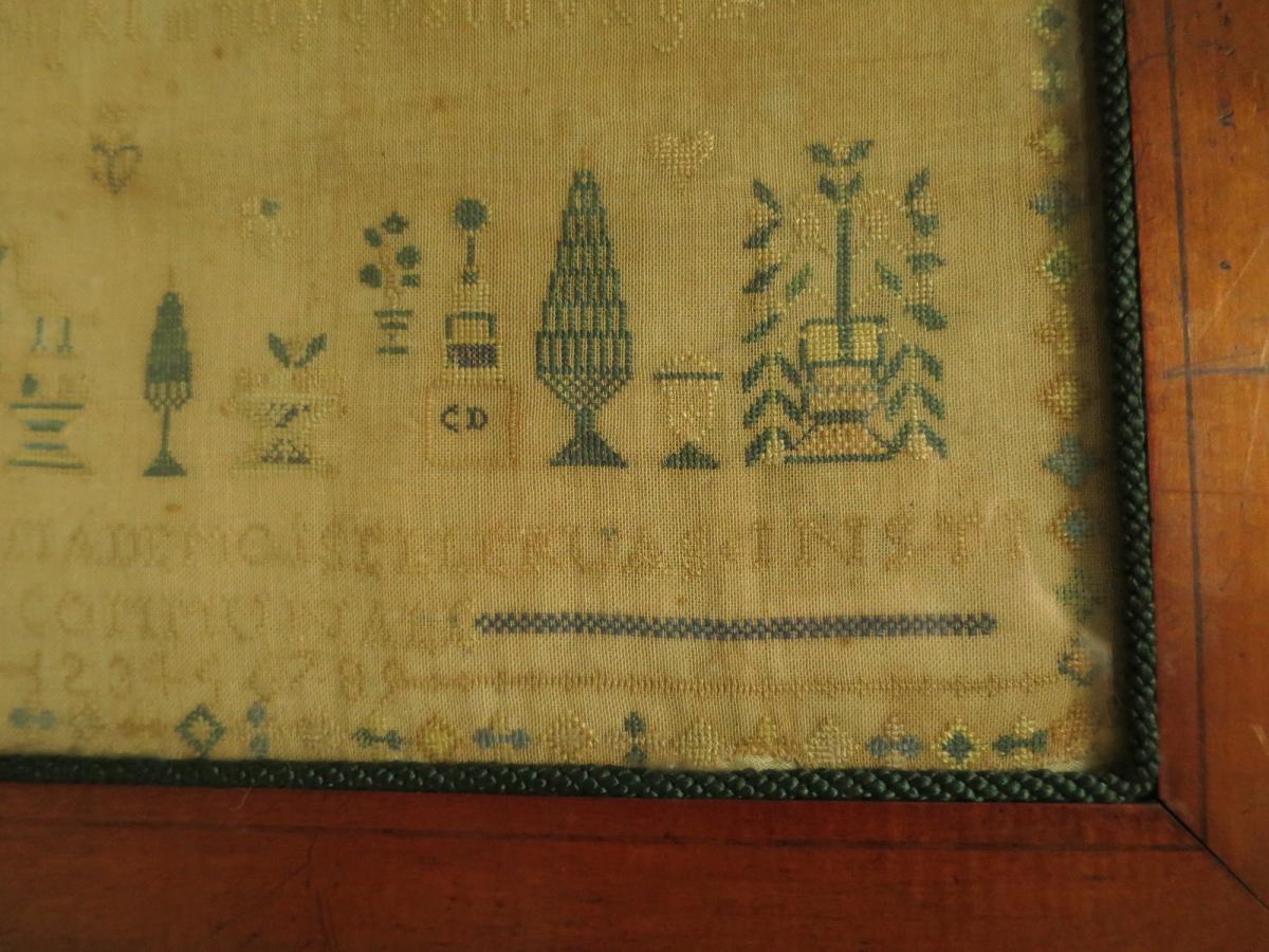 1843 Abecedary Embroidered On Silk Thread On Linen-photo-1