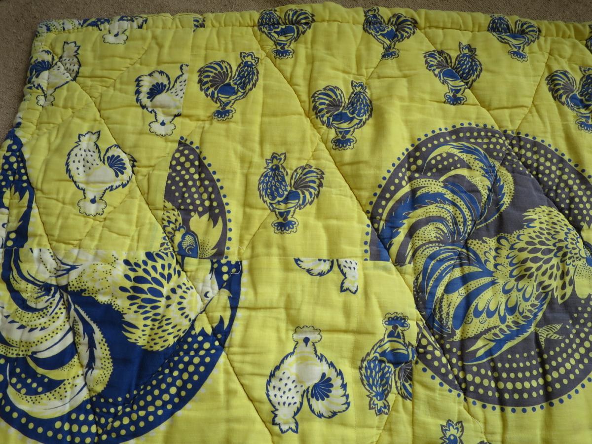 Quilted Cover With Roosters Circa 1900-photo-1