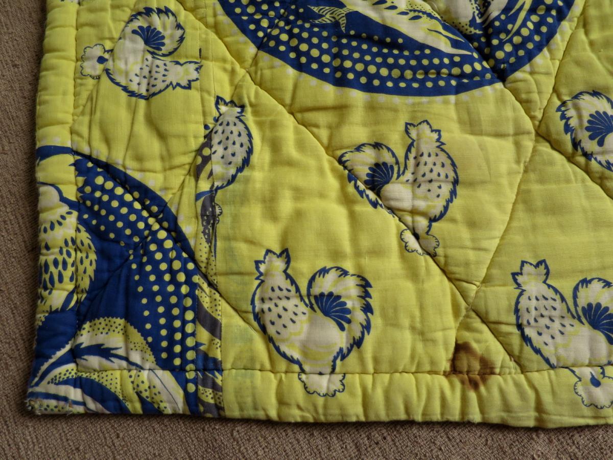 Quilted Cover With Roosters Circa 1900-photo-2