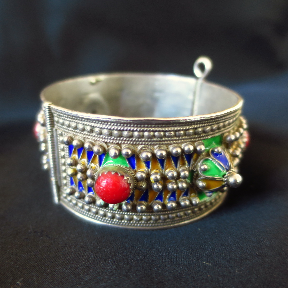 Bracelet berbère en argent et émail cloisonné, XIX°-photo-2