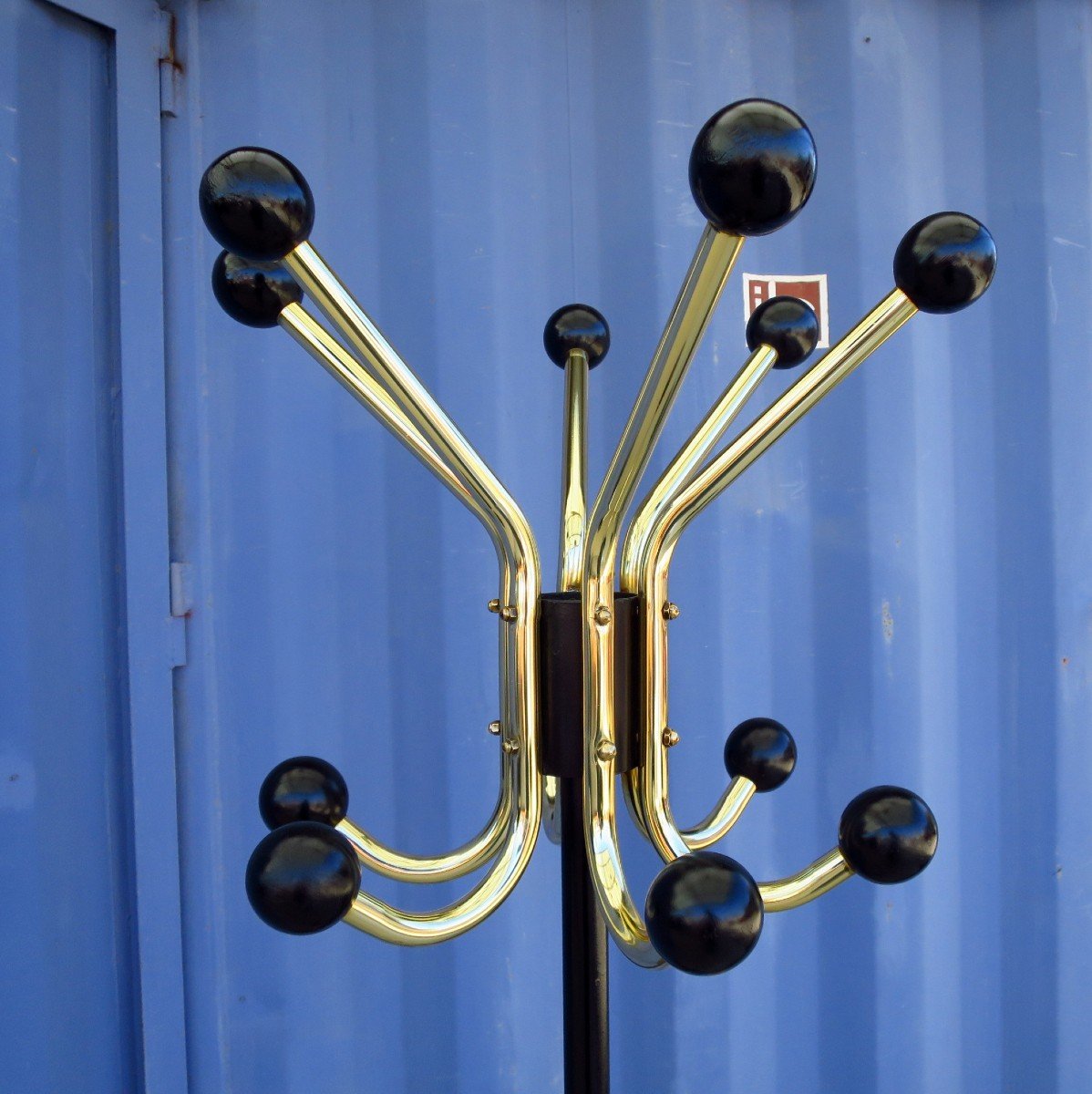 Coat Rack In Black And Gold Metal Circa 1950-photo-2