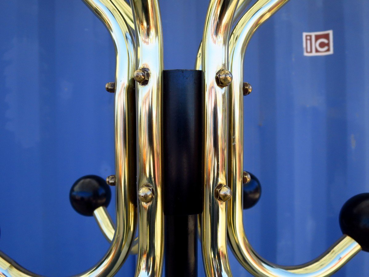 Coat Rack In Black And Gold Metal Circa 1950-photo-3