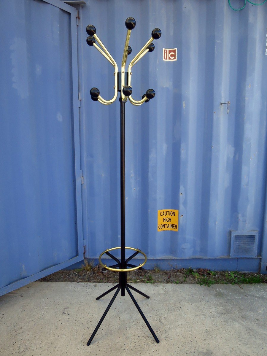 Coat Rack In Black And Gold Metal Circa 1950