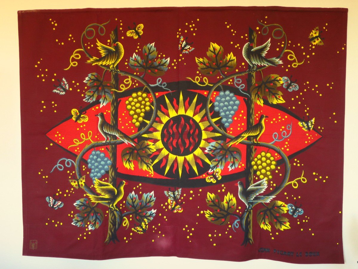 Printed Tapestry "the Sun And The Vine" By Jean Picart Le Doux