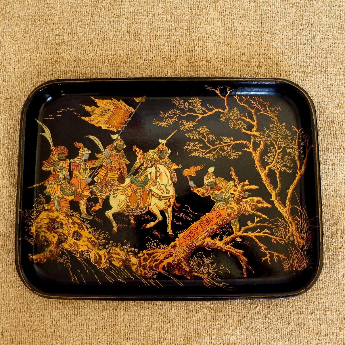 Pair Of Napoleon III Trays In Chinese Boiled Cardboard-photo-2
