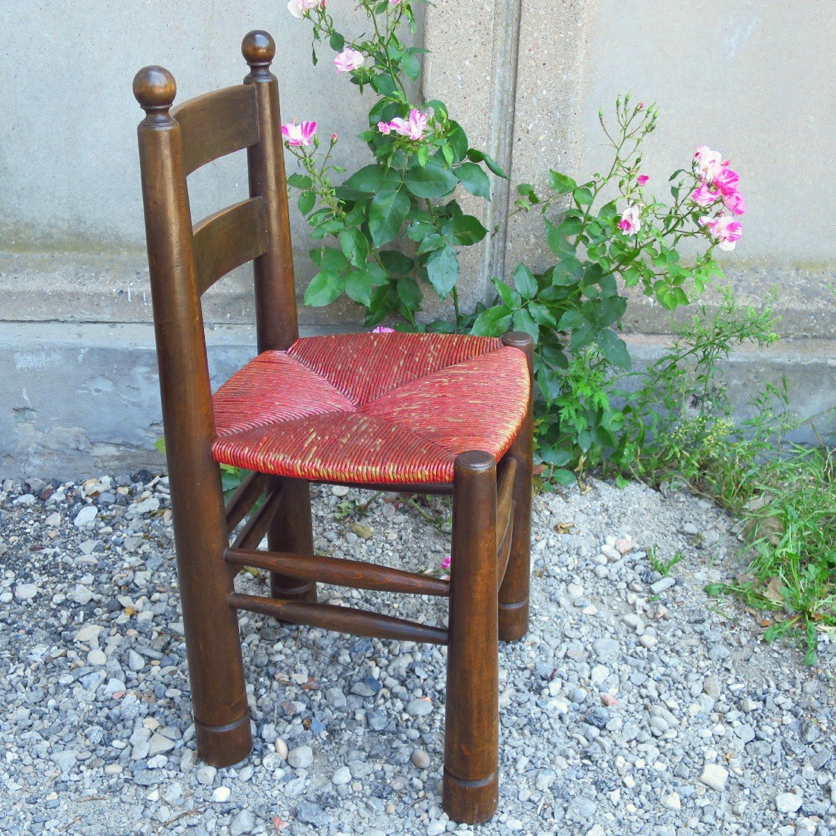 Chaise paillée de Charles Dudouyt vers 1940-photo-3