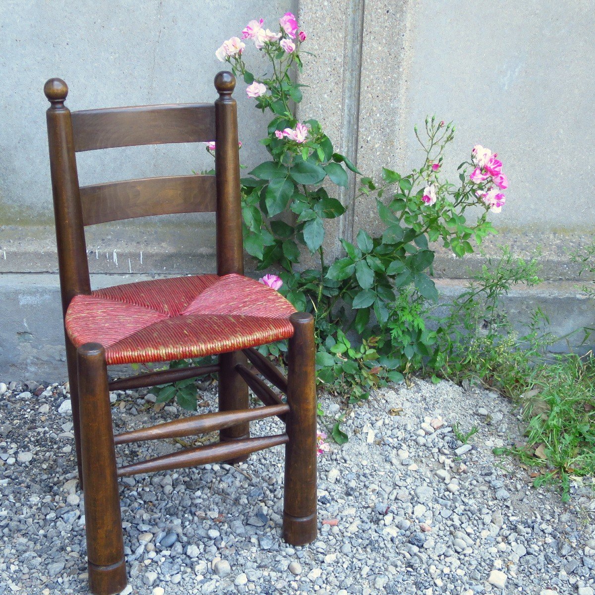 Chaise paillée de Charles Dudouyt vers 1940-photo-2