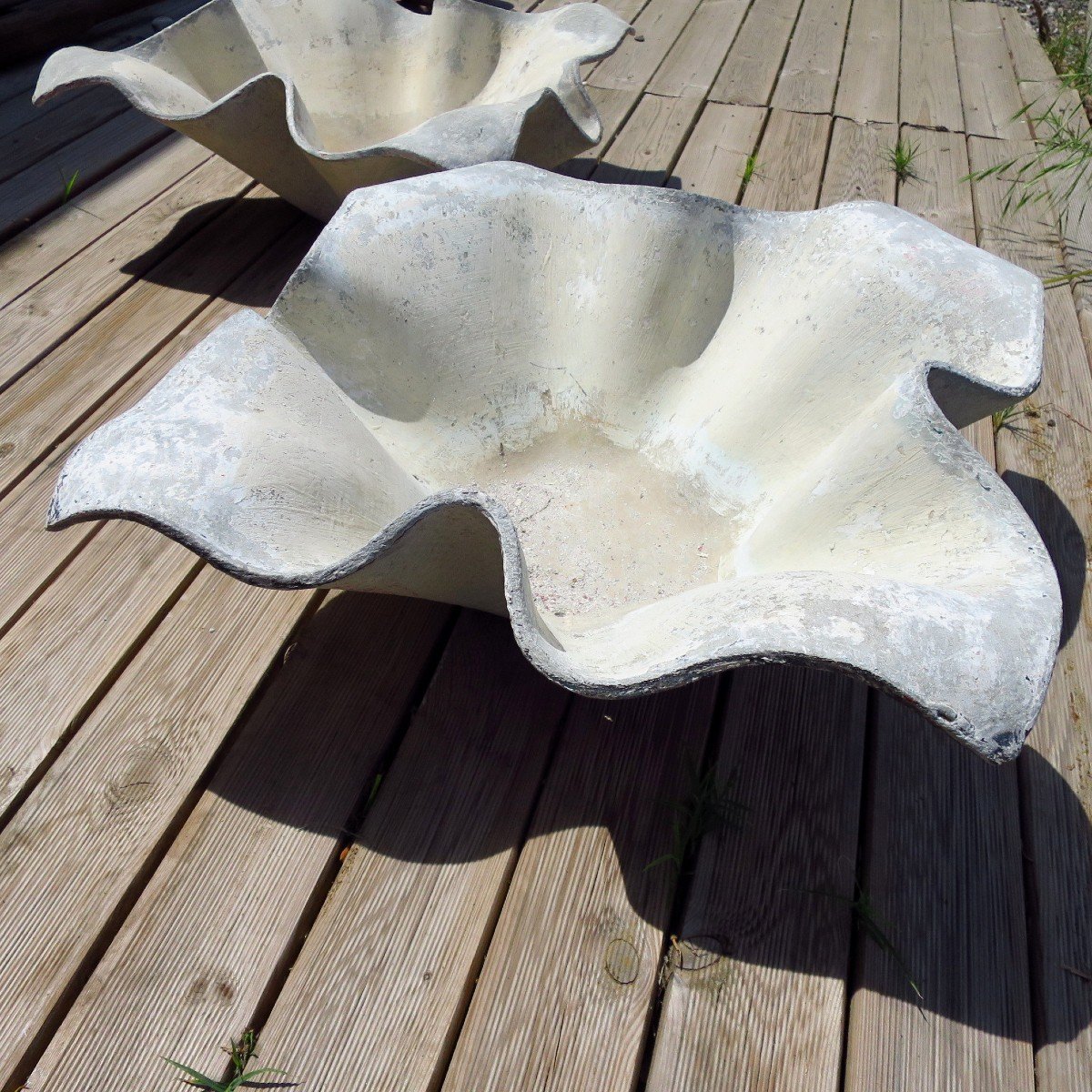 Pair Of Small "elephant Ear" Planters By Willy Guhl Circa 1950-photo-2