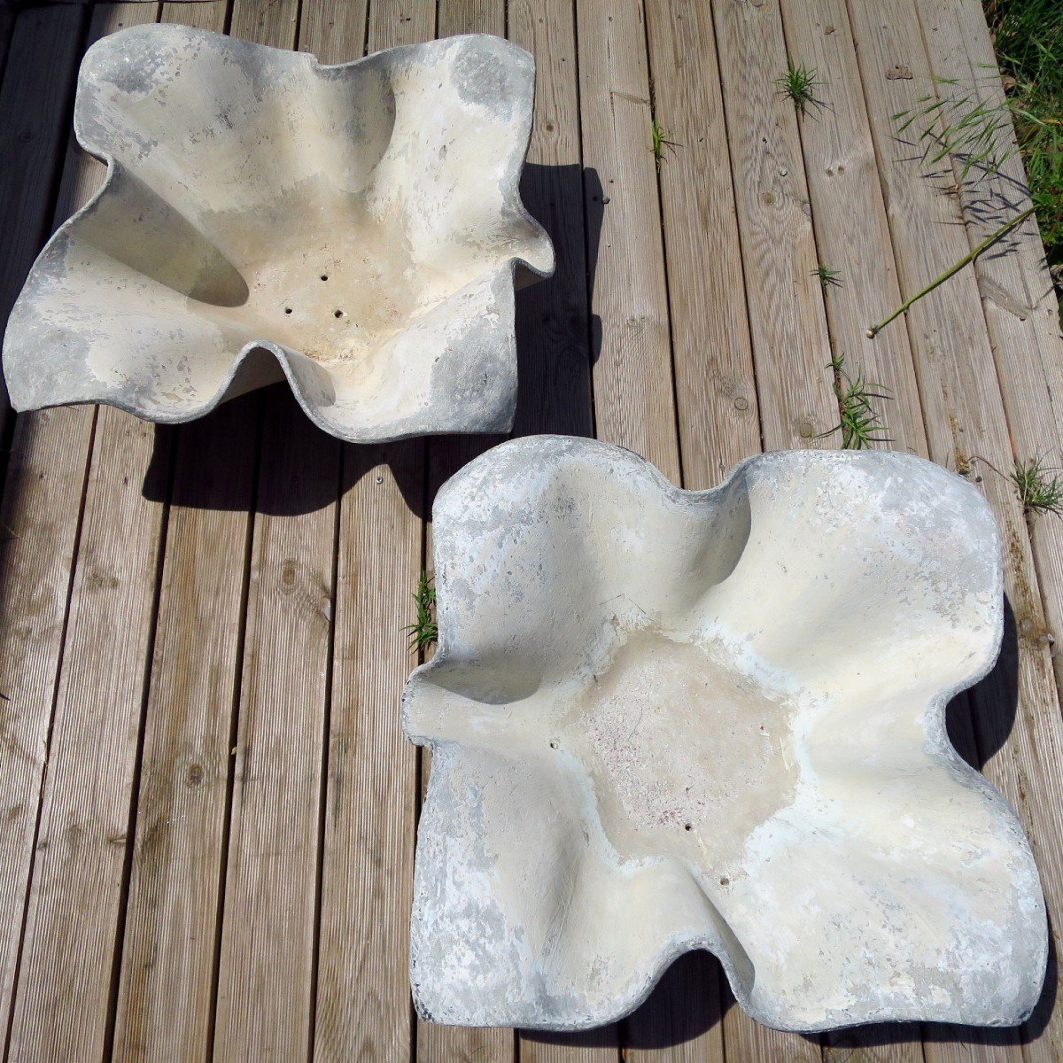 Pair Of Small "elephant Ear" Planters By Willy Guhl Circa 1950