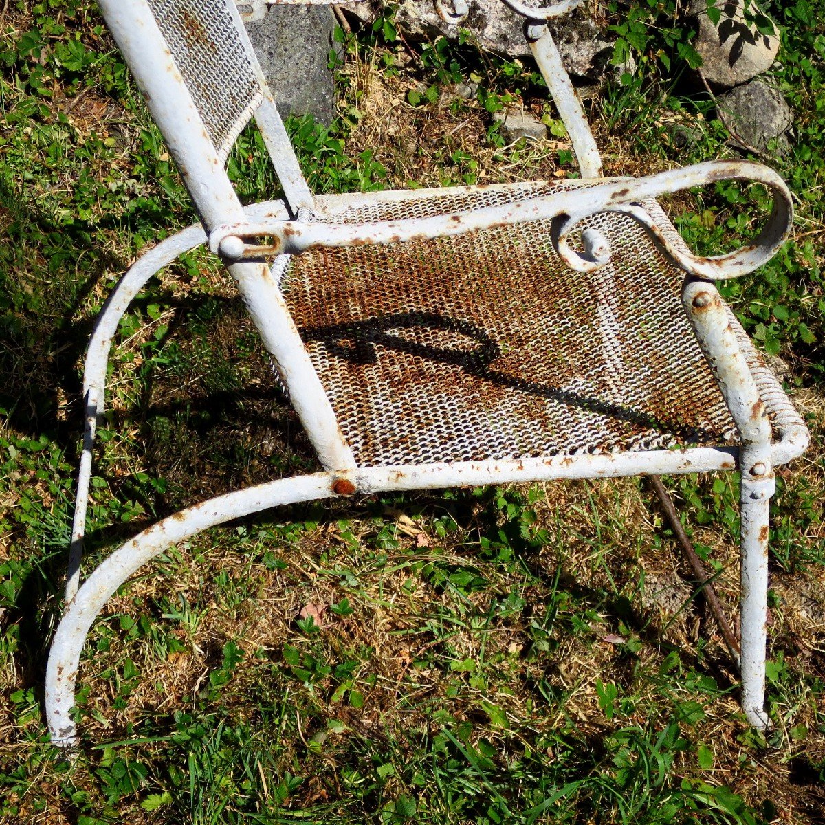 Metal Garden Armchair, XIX °, Folding-photo-3