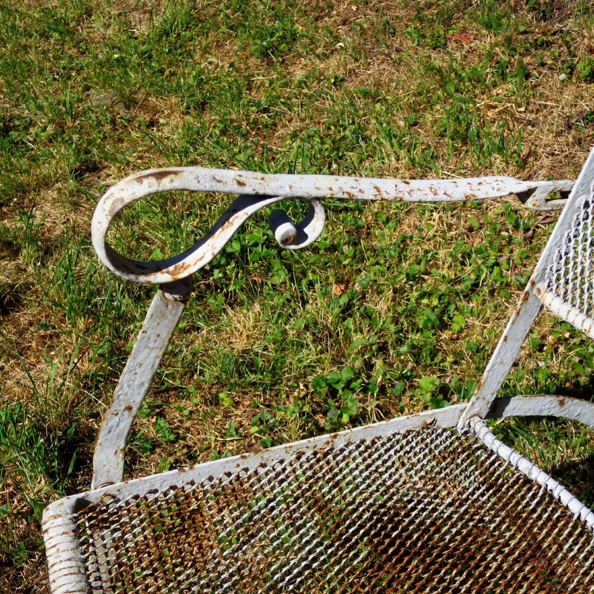 Fauteuil de jardin en métal,  XIX°, pliant-photo-2