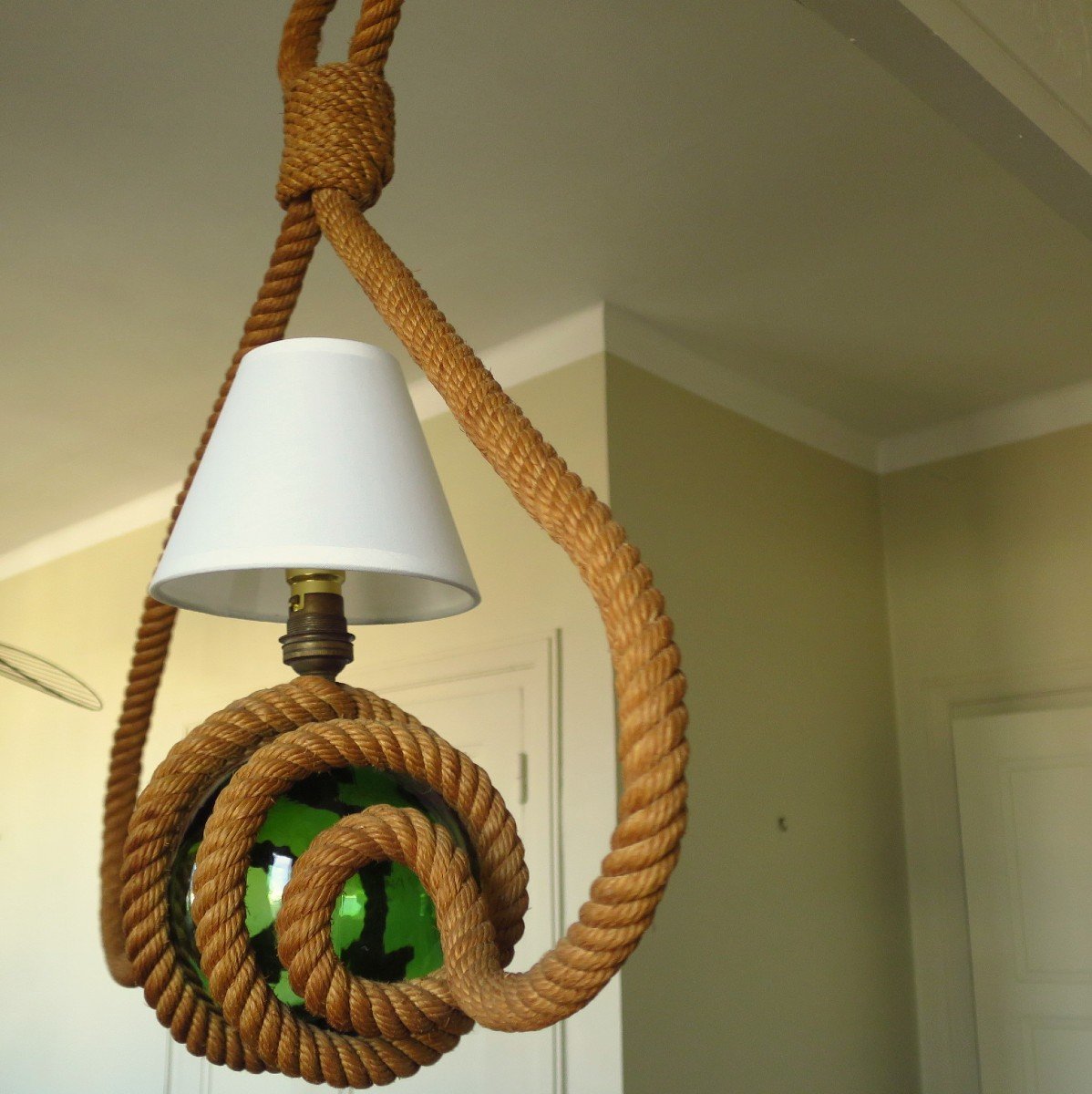 Audoux Minnet Chandelier In Rope Circa 1950-photo-4
