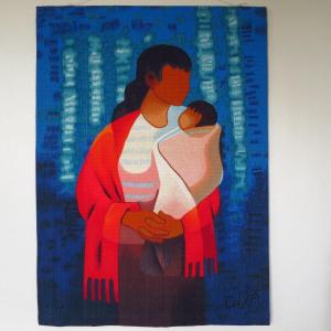 Louis Toffoli Silkscreen Tapestry, "maternity With Shawl" Robert Four In Aubusson, 20th Century