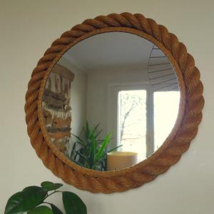 Audoux And Round Twine Mirror In Rope, Circa 1950
