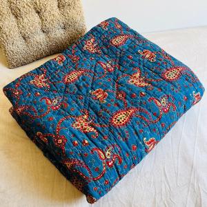 Mulhouse Canvas Quilt With Indigo Background, Early 19th Century