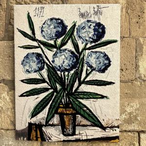 Tapisserie "Les hortensias bleus" de Bernard Buffet, 1971,