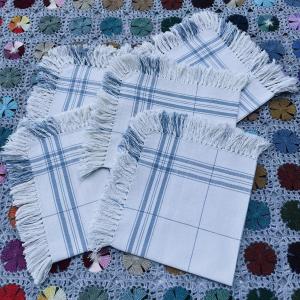 Napkins With Blue Stripes And Fringes