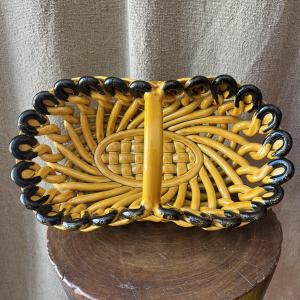 Panier en céramique tressée d'Hélène Ugo à Vallauris, 1950