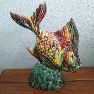 Ceramic Fish From Vallauris By André Rosselo, Circa 1950