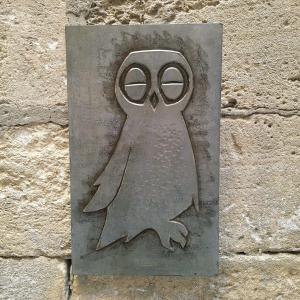 Repoussé Metal Wall Plaque Featuring An Owl Design, Circa 1970