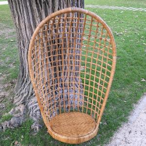 Fauteuil suspendu en rotin, années 1960-70