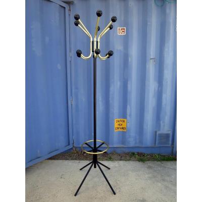 Coat Rack In Black And Gold Metal Circa 1950