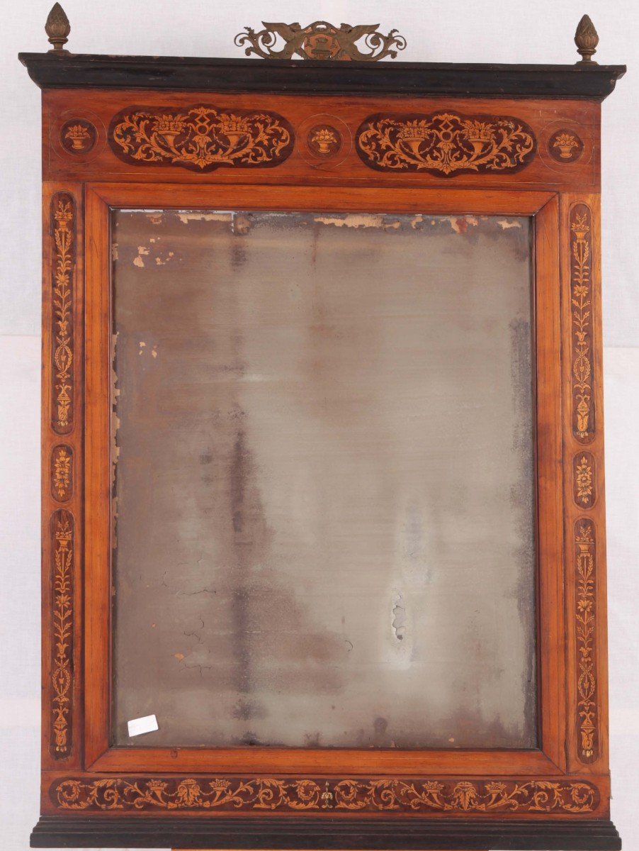 Marquetry Mirror In Cherry From The 1800s, Charles X Style