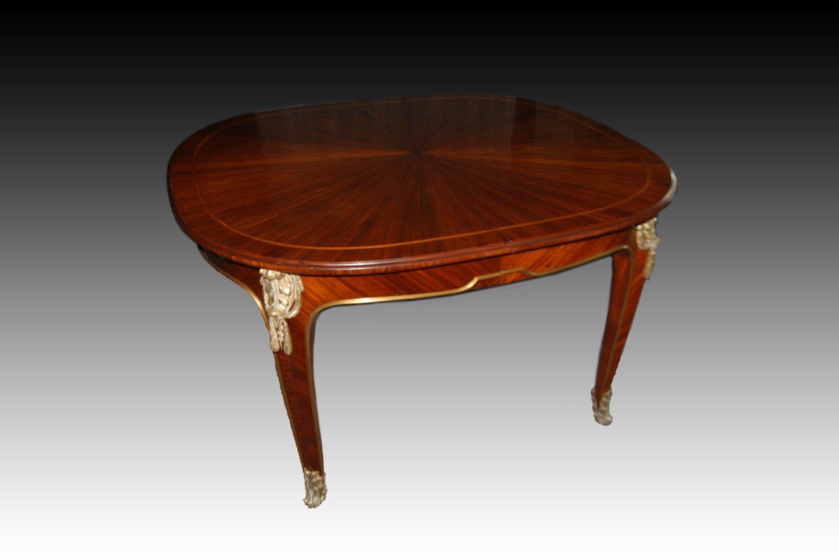 Superb Louis XV French Extension Table 1800 With Bronzes-photo-2