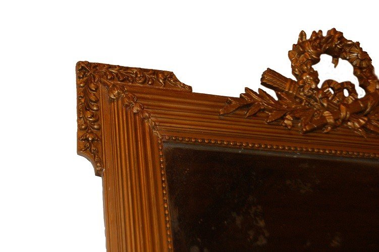 Beautiful Louis XVI Style French Mirror In Wood Gilded With Gold Leaf-photo-3