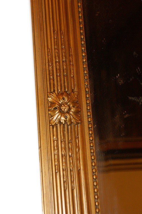 Beautiful Louis XVI Style French Mirror In Wood Gilded With Gold Leaf-photo-4