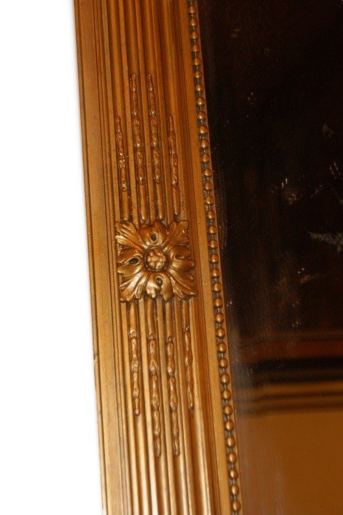 Beau Miroir Français De Style Louis XVI En Bois Doré à La Feuille d'Or-photo-4