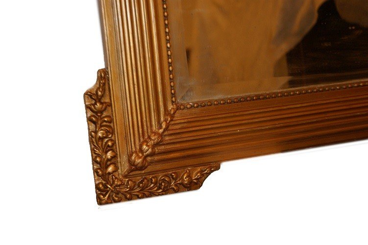 Beau Miroir Français De Style Louis XVI En Bois Doré à La Feuille d'Or-photo-1