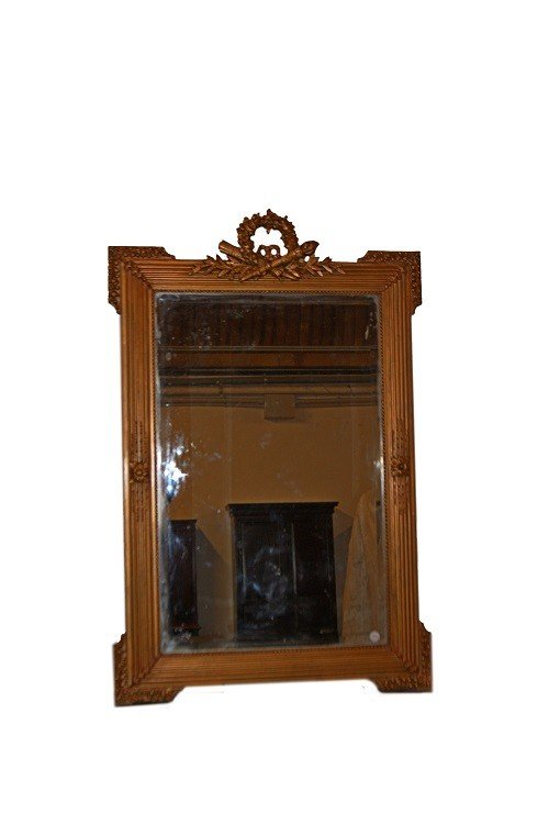 Beautiful Louis XVI Style French Mirror In Wood Gilded With Gold Leaf