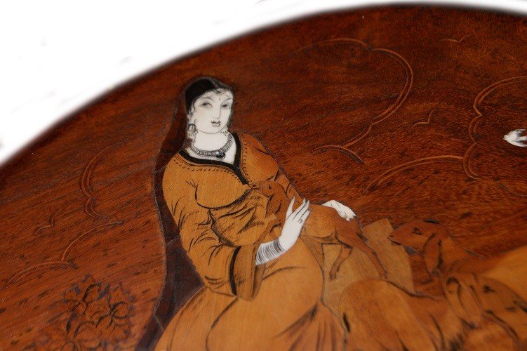  Finely Inlaid Wooden Tablet Depicting A Lady-photo-2