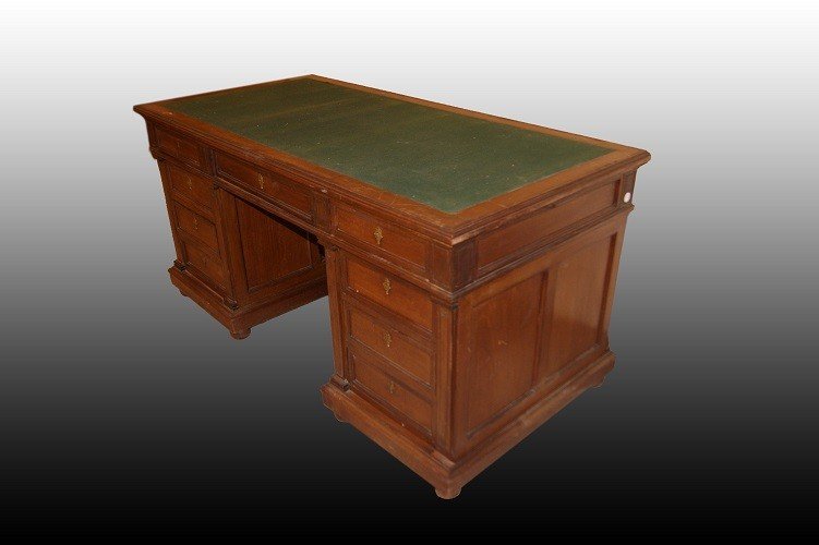 French Ministerial Desk From 1800 In Mahogany Wood With Drawers-photo-2