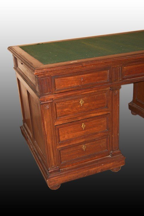 Bureau Ministériel Français De 1800 En Bois d'Acajou Avec Tiroirs-photo-3