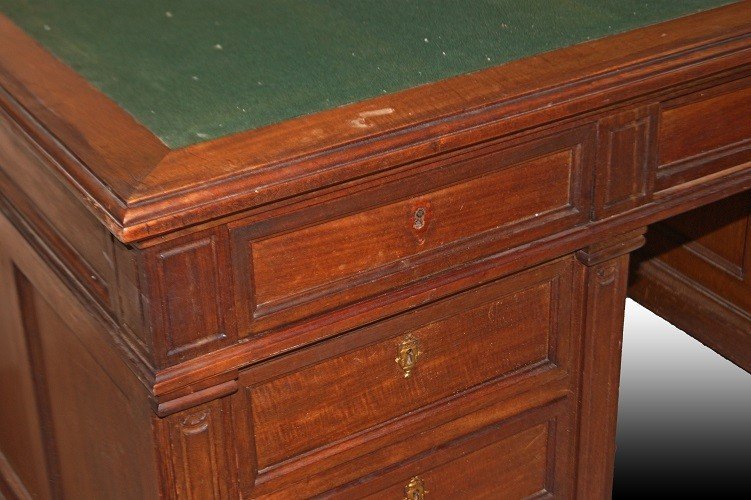 Bureau Ministériel Français De 1800 En Bois d'Acajou Avec Tiroirs-photo-4