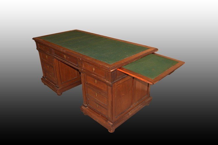 Bureau Ministériel Français De 1800 En Bois d'Acajou Avec Tiroirs-photo-1