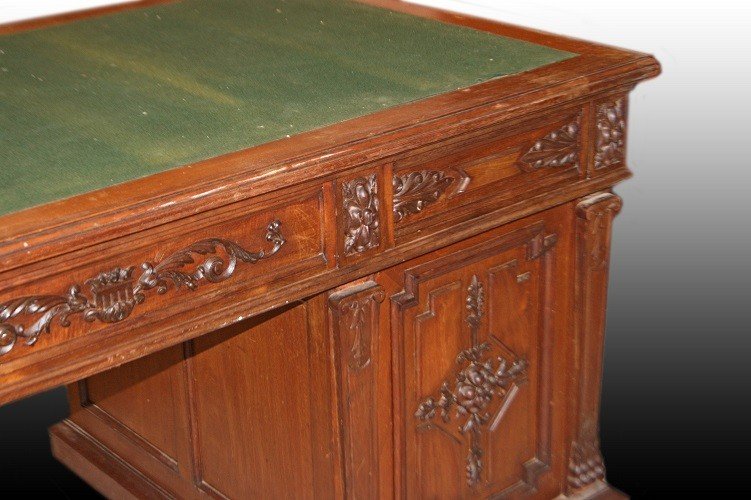 Bureau Ministériel Français De 1800 En Bois d'Acajou Avec Tiroirs-photo-3