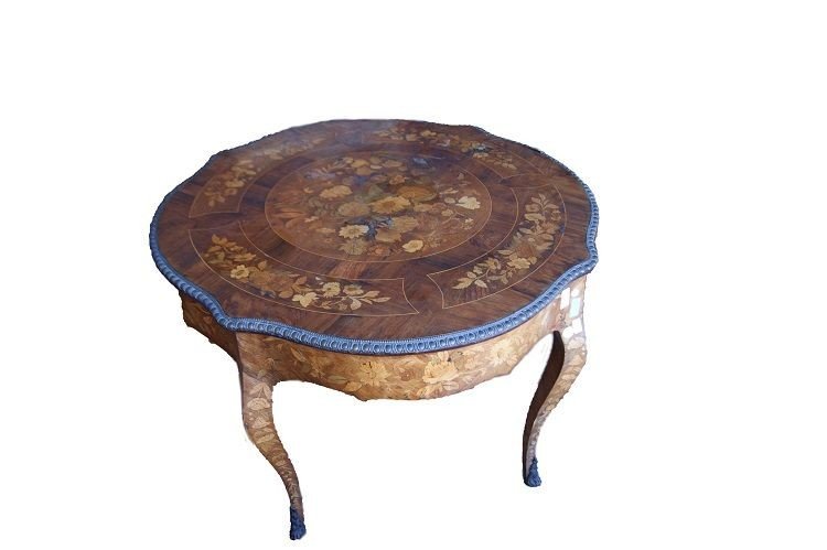 Superbe Table Hollandaise Des Années 1700 Richement Incrustée  Style Louis XV-photo-2
