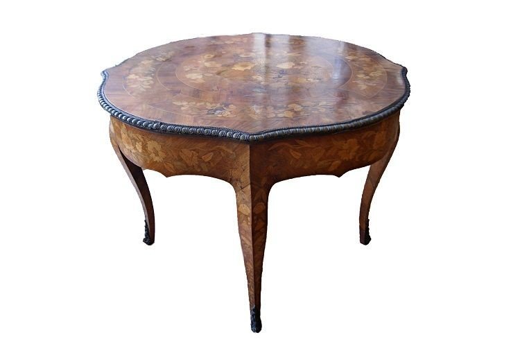Superbe Table Hollandaise Des Années 1700 Richement Incrustée  Style Louis XV-photo-3