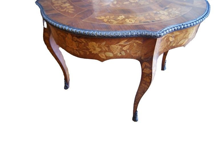 Superbe Table Hollandaise Des Années 1700 Richement Incrustée  Style Louis XV-photo-4
