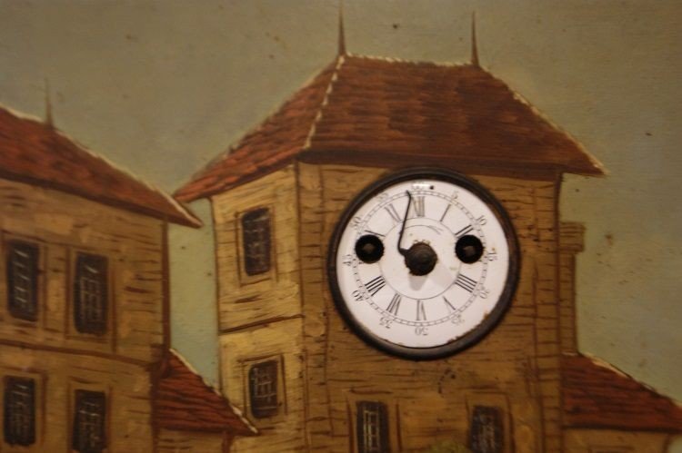 Huile Sur Métal De 1800 Avec Véritable Horloge Intégrée-photo-1