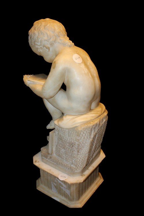 Sculpture Française En Marbre Du XIXe Siècle Représentant Un Putto Hommage à Antonio Canova-photo-1