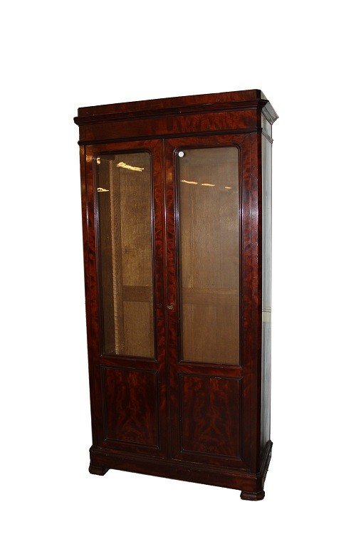 Bibliothèque En Acajou De Style Directoire, Avec Deux Portes Françaises, Datant Des Années 1800