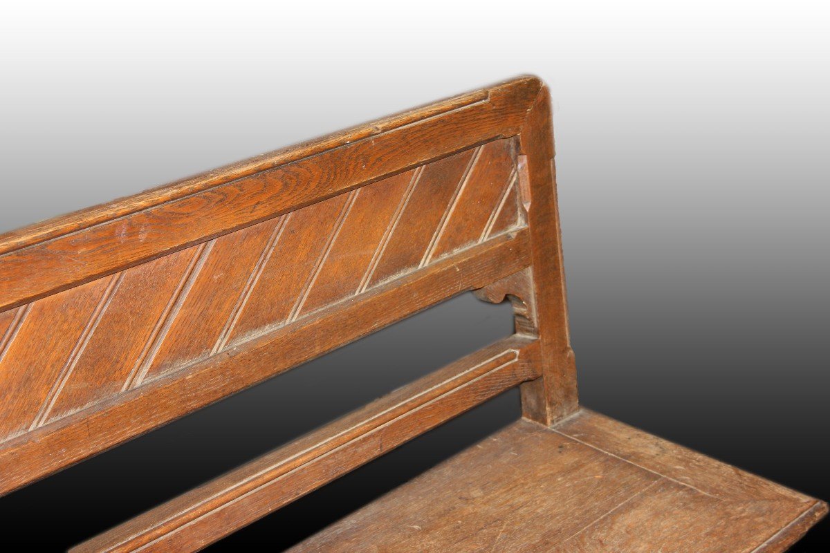 Grande Banc Rustique Français Du XIXe Siècle, Mesurant 3 Mètres Et 49 Cm De Longueur-photo-4