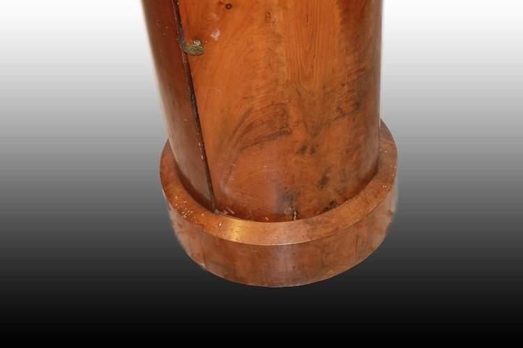 French Column Bedside Cabinet From The 1800s, Made Of Mahogany With A Marble Top-photo-3