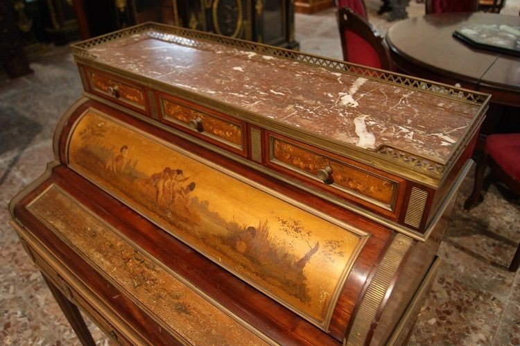 Bureau Français à Enroulement, En Acajou, Du Milieu Des Années 1800 De Style Louis XVI Avec Des-photo-4